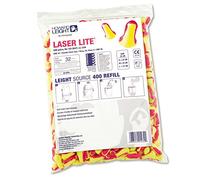 Howard Leight LASER LITE Bouchons d'Oreille à Usage Unique en Mousse en Polyuréthane, Taille Unique, Magenta et Jaune, T-Forme, Sans Cordon, SNR 35 dB, 1013047 (Sachet Recharge de 200 Paires)