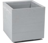 HowHomely | Bac à plantes - Betonique - 40x40 cm - Gris - 100% Recy vec roulettes et structure en bois