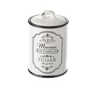 HowHomely | Boîte à biscuits en céramique 750 ml avec couvercle rétro blanc noir récipient de cuisine pour sucre, café, thé, stockage en faïence, passe au lave-vaisselle