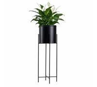HowHomely Cache-pot décoratif en métal avec support pour fleurs Noir 75 cm