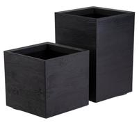 HowHomely | Cache-pot - Pot de fleurs - Pot de fleurs sur roulettes - Lot de 2 - marron - aspect bois - 40 x 40 x 40 cm et 40 x 40 x 60 cm