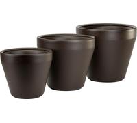 HowHomely | Ensemble de 3 pots de fleurs - couleur marron - bac à plantes - design intemporel