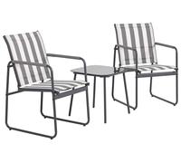 HowHomely : Ensemble de jardin pour 2 personnes, comprenant deux chaises et une table, de couleur gris et blanc. Ensemble de mobilier de jardin