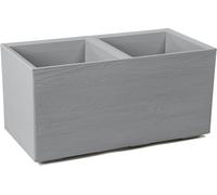 HowHomely | Jardinière - Betonique - 39x78 cm - Gris - 100% matériaux recyclés - Avec roulettes et structure en bois