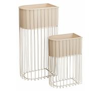 HOWHOMELY | Jardinière - cache-pot - lot de 2 - beige - pot de fleurs - pour le jardin - style moderne - sur pieds