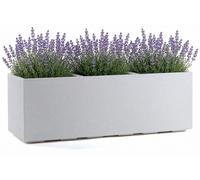 HowHomely : Jardinière en béton gris, pot de fleurs, bac à plantes sur roulettes, 90x30xH30 cm