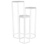 HowHomely : Lot de 3 supports pour plantes, supports métalliques blancs, tabourets pour plantes
