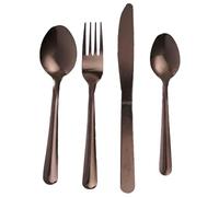 HowHomely | Ménagère 16 pièces marron - Ménagère en acier inoxydable moderne, vaisselle cuisine, couverts pour 4 personnes