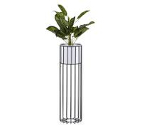 Howhomely porte-fleurs moderne avec couvercle 70 cm au grenier en métal - porte-plantes au design intéressant - cadre noir et couvercle blanc au grenier - style