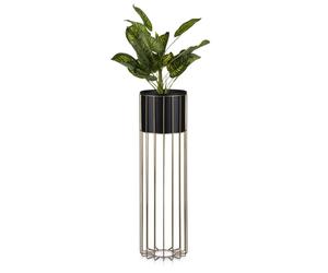 Howhomely porte-fleurs moderne avec couvercle 70 cm au grenier en métal - porte-plantes au design intéressant - cadre doré et couvercle noir au grenier - style