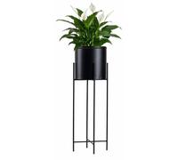 Howhomely | Porte-fleurs - Noir - Hauteur 75 cm - En métal - Pour la maison et le balcon - Avec pot de fleurs
