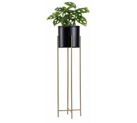 Howhomely | Porte-fleurs - Noir-Or - Hauteur 95 cm - En métal - Pour la maison et le balcon - Avec pot de fleurs
