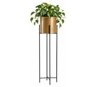 Howhomely | Porte-fleurs - Or-Noir - Hauteur 95 cm - En métal - Pour la maison et le balcon - Avec pot de fleurs