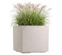 HowHomely | Pot de fleurs - bac à fleurs - beige - 40 x 40 x 40 cm - cache-pot - sur roulettes - aspect béton