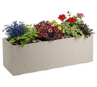 HowHomely | Pot de fleurs - bac à fleurs - beige - 90 x 30 x 30 cm - cache-pot sur roulettes - Pratique - Décoratif
