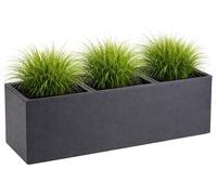 HowHomely | Pot de fleurs - bac à fleurs - gris - 90 x 30 x 30 cm - sur roulettes - décoratif