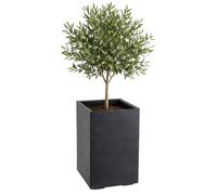 HowHomely | Pot de fleurs - bac à fleurs - noir - 60 x 40 x 40 cm - pot de fleurs sur roulettes - aspect bois - décoratif
