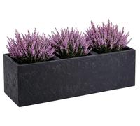 HowHomely | Pot de fleurs - bac à fleurs - noir - 90 x 30 x 30 cm - cache-pots - sur roulettes - aspect béton