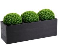 HowHomely | Pot de fleurs - bac à fleurs - noir - 90 x 30 x 30 cm - pot de fleurs sur roulettes - aspect bois - décoratif
