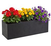 HowHomely | Pot de fleurs - Bac à fleurs - noir - 90 x 30 x 30 cm - Pot de fleurs sur roulettes - Pratique - Décoratif