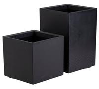 HowHomely | Pot de fleurs - cache-pot sur roulettes - lot de 2 - noir - aspect béton - 40 x 40 x 40 cm et 40 x 40 x 60 cm