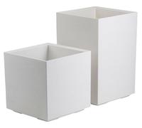 HowHomely | Pot de fleurs - Cache-pot sur roulettes - Pot de fleurs - Lot de 2 - Crème - Aspect bois - 40 x 40 x 40 cm et 40 x 40 x 60 cm