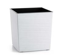 HowHomely Pot de fleurs carré blanc 26 x 25 x 25 cm - Grand pot de fleurs d'extérieur avec insert - Pot de jardin aspect béton pour décoration de salon, jardin et terrasse