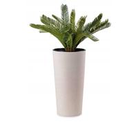 HowHomely Pot de fleurs grand haut 57 cm avec bac à plantes de 30 cm de diamètre - Beige grand pot de fleurs en plastique pour décoration salon jardin ou terrasse