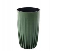 HowHomely Pot de fleurs haut rayé Eco - 25 x 42 cm - Grand pot de fleurs moderne en plastique - Poignée en métal - Pot de fleurs recyclé - En plastique - Pour l'intérieur et l'extérieur - Vert