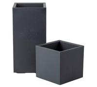 HowHomely | Pot de fleurs - Pot de fleurs sur roulettes - Bac à fleurs - Lot de 2 - gris foncé - 30 x 30 x 30 cm et 30 x 30 x 60 cm