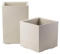 HowHomely | Pot de fleurs - Pot de plantation - Cache-pot sur roulettes - Lot de 2 - beige - aspect béton - 40 x 40 x 40 cm et 40 x 40 x 60 cm