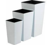 HowHomely | Pots de fleurs - Pots pour plantes - blancs - lot de 3 - texture rainurée - cache-pots - décoratifs