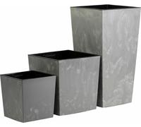 HowHomely | Pots de fleurs - Pots pour plantes - Lot de 3 - Gris - Structure en béton - Bacs à fleurs - Décoratifs