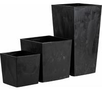 HowHomely | Pots de fleurs - Pots pour plantes - noir - lot de 3 - aspect béton - cache-pots - décoratifs