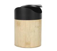HowHomely | Poubelle avec couvercle en bambou 1L - Poubelle noire au design moderne, petit panier à papier pour salle de bain, cuisine, bureau ou table de maquillage
