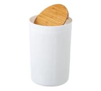HowHomely Poubelle avec couvercle en bambou, blanc, marron, 5 l