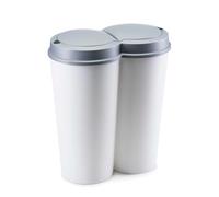 HowHomely Poubelle blanche avec système de tri | Poubelle double 2 x 25 l (50 litres) | Poubelle de cuisine à 2 compartiments avec couvercle Softclose | Poubelle de cuisine à 2 compartiments idéal