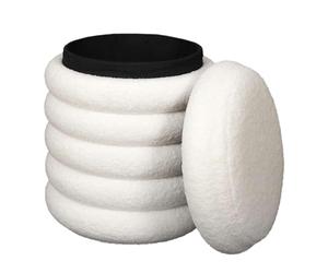 HowHomely | Pouf avec espace de rangement 43,5 x 37 x 37 cm - Bouclé Pouf blanc, doux et moderne, tabouret rembourré avec couvercle, rangement, salon, chambre à coucher