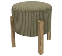 HowHomely | Pouf vert olive - Pouf rembourré avec pieds en bois, tabouret, repose-pieds, pouf de style Boho Loft, tabouret rembourré élégant