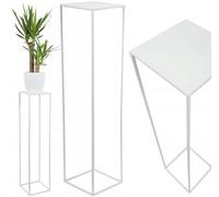 HowHomely Support à fleurs en métal blanc de 100 cm de haut - Support pour plantes solide et robuste en métal - Support de décoration pour salon, chambre ou bureau