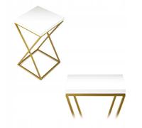 HowHomely Support de fleurs en métal doré 40 cm de style loft - Support moderne en métal avec un panneau MDF blanc - Support pour pot de fleurs en métal