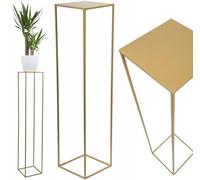 HowHomely Support de fleurs en métal doré de 100 cm de haut - Tabouret de fleurs solide et robuste en métal - Support pour plantes pour la décoration dans le salon, la chambre à coucher ou le bureau