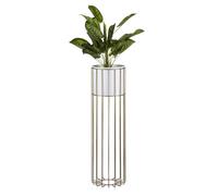 Howhomely support de fleurs moderne avec couvercle 70 cm loft en métal - support de plantes avec un design intéressant - cadre doré et couvercle blanc dans le loft - style