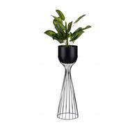 Howhomely porte-fleurs moderne avec couvercle 68 cm au grenier - en métal - porte-plante au design intéressant - cadre noir et couvercle noir au grenier - style