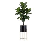 HowHomely Support de pot de fleurs décoratif en métal avec cache-pot Doré/noir 55 cm