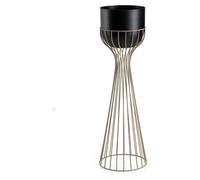 HowHomely | Support pour fleurs - Support pour plantes - Étagère à fleurs - taupe - noir - en métal - 68 x 20 x 20 cm - Colonne à fleurs avec cache-pot - Décoratif
