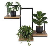 HowHomely | Support pour plantes - Jardinière murale pour 3 pots - marron et noir - 57 x 21,5 x 50 cm - Style industriel et moderne