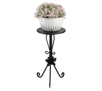 HowHomely Support pour plantes rond en métal 55 cm de haut | Tabouret à fleurs en métal fait main avec éléments décoratifs | Support à fleurs pour le salon et la chambre à coucher