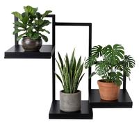 HowHomely | Support pour pots de fleurs, pour 3 pots - noir - 57 x 21,5 x 50 cm - Jardinière murale