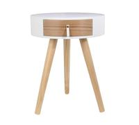 HowHomely Table de chevet ronde 35 x 35 x 46 cm - Table de chevet blanche - Table d'appoint pour chambre à coucher - Table de chevet moderne scandinave - Décoration en bois
